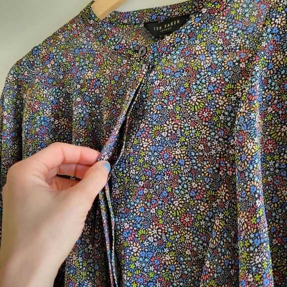 Ted Baker- Pinku Retro Flood Printed Ruffle Blouse - Picture 7 of 13